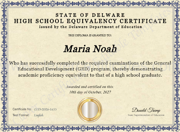 Delaware High School Equivalency Certificate