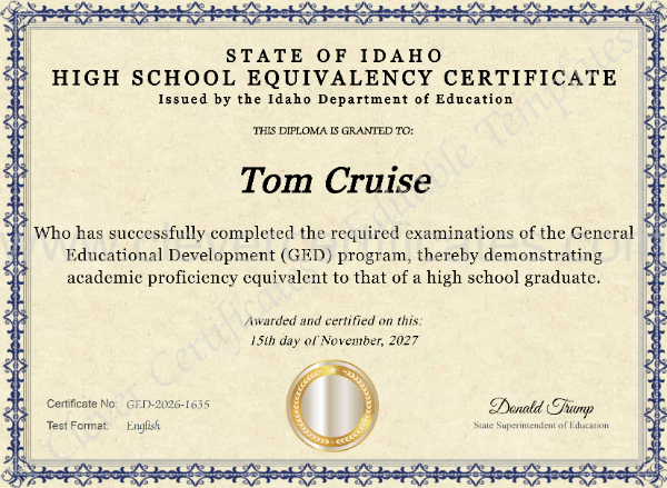 Idaho High School Equivalency Certificate