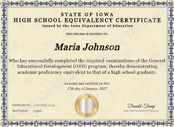 Iowa High School Equivalency Certificate