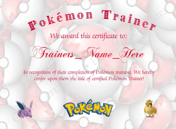 Pokemon Trainer Certificate 2