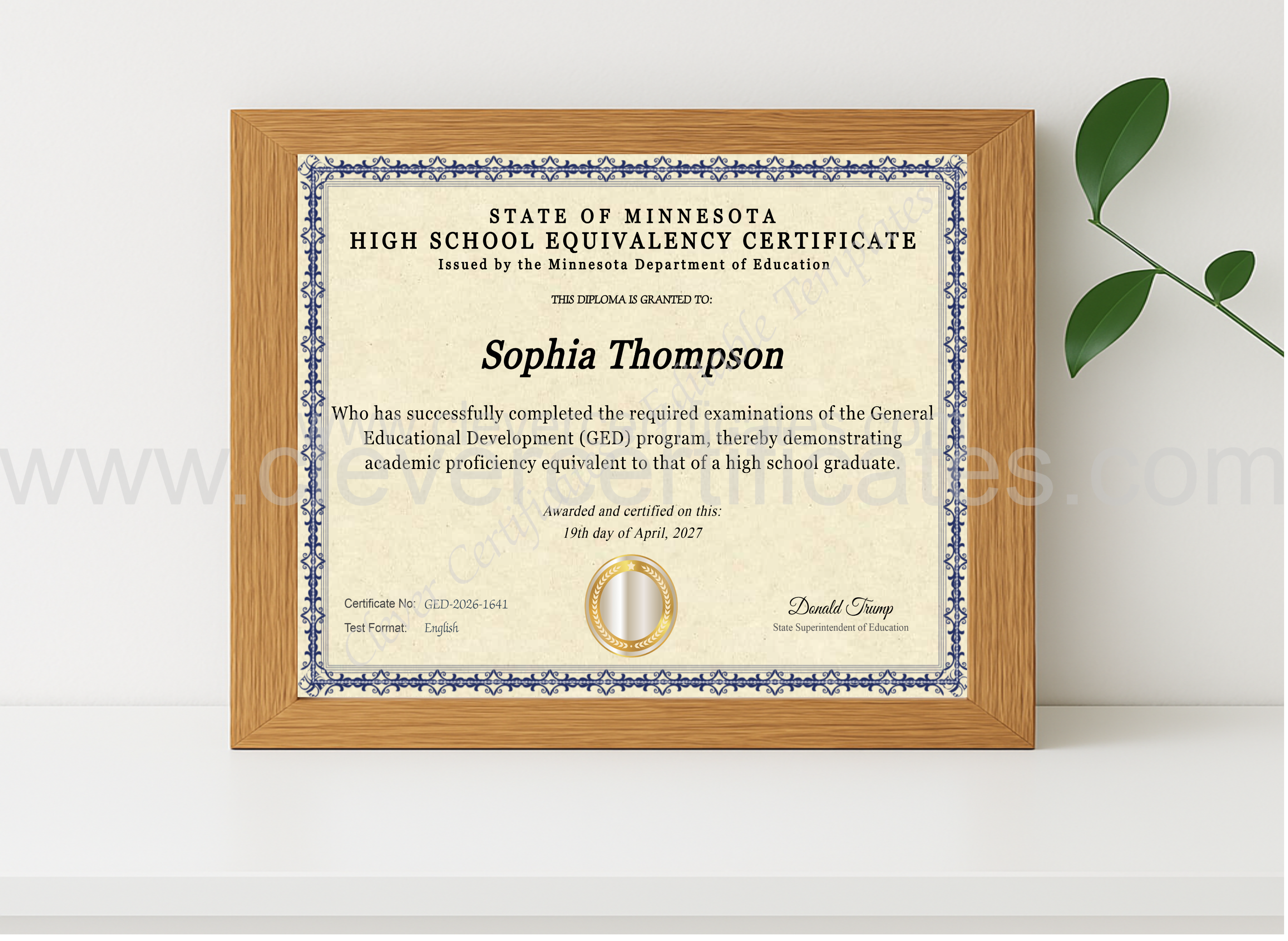 Realistic mockup featuring Minnesota Ged displayed within a modern frame, set against a minimalistic background.