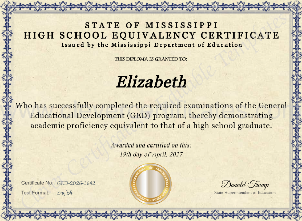 Mississippi High School Equivalency Certificate