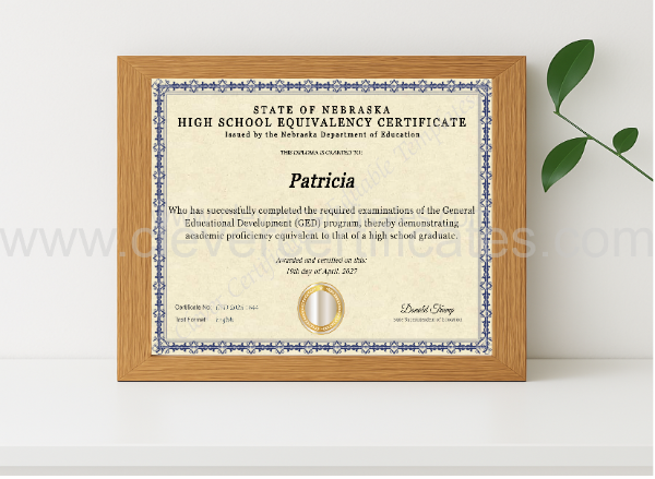 Realistic mockup featuring Nebraska Ged displayed within a modern frame, set against a minimalistic background.