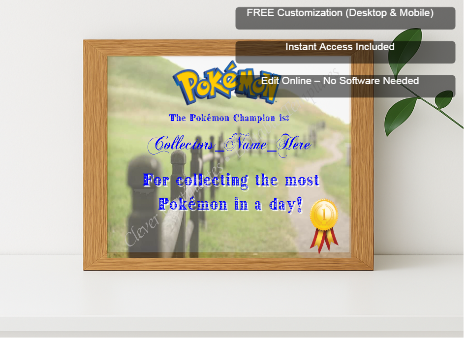 Premium mockup with Free Editor badge stack for Pokemon Go Champion Award