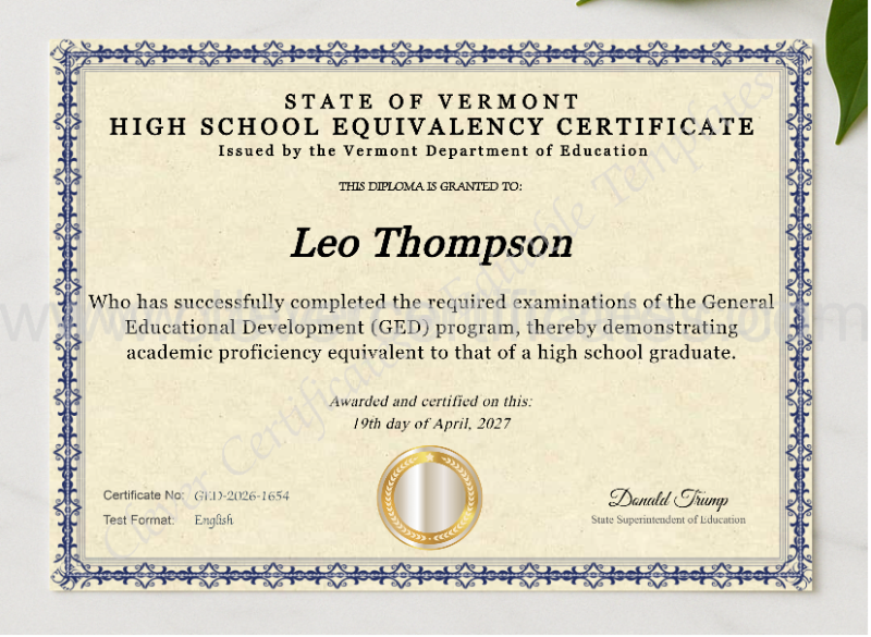 Vermont Ged presented in a sleek wooden frame, elegantly arranged on a stylish table.
