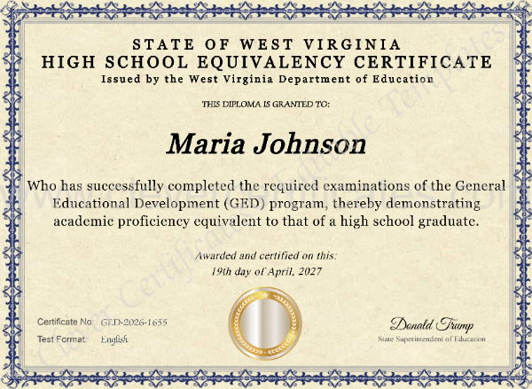West Virginia High School Equivalency Certificate