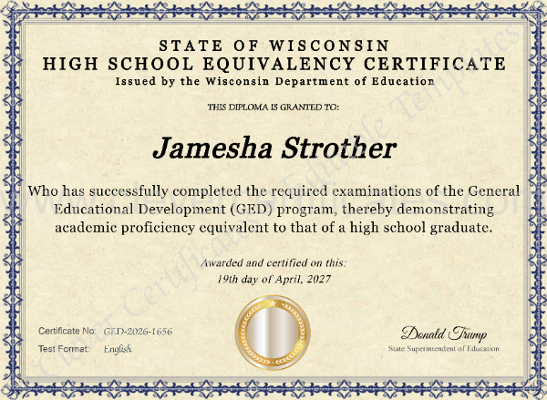 Wisconsin High School Equivalency Certificate
