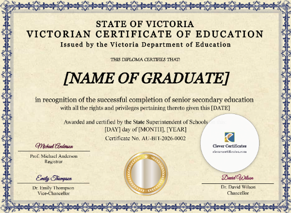 Free Victoria VCE Certificate Template