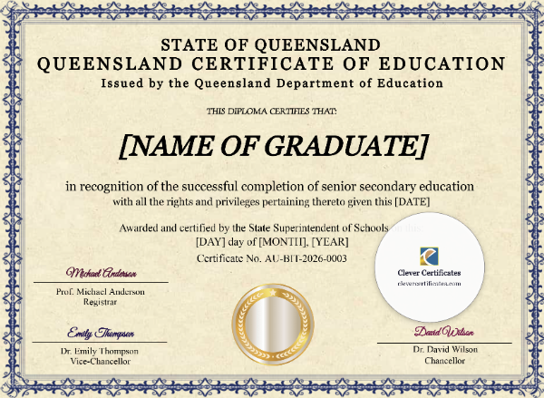 Free Queensland QCE Certificate Template