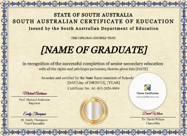 Free South Australia SACE Certificate Template