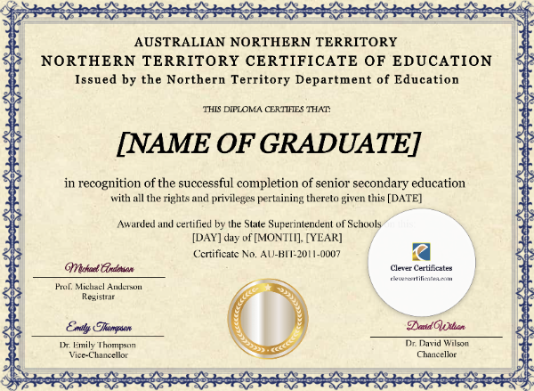 Free Northern Territory Certificate of Education Template