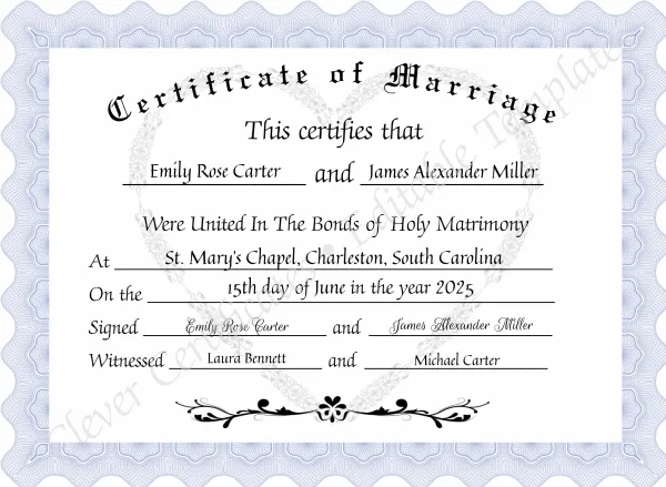 Certificate Of Marriage