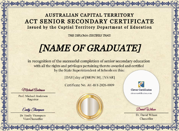Free ACT Senior Secondary Certificate Template