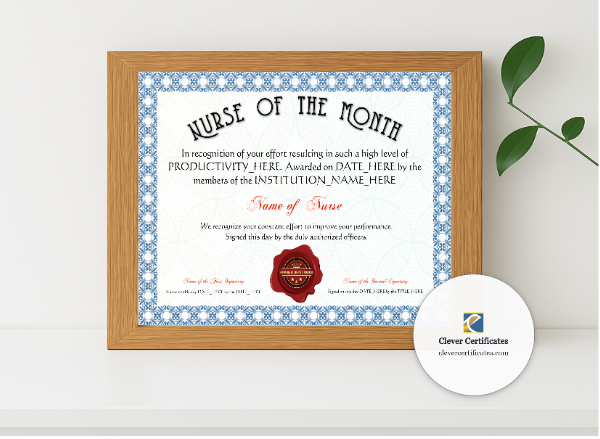 Realistic mockup featuring Nurse Appreciation Certificate displayed within a modern frame, set against a minimalistic background.
