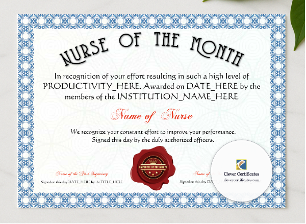 Nurse Appreciation Certificate presented in a sleek wooden frame, elegantly arranged on a stylish table.
