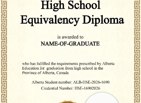 Editable Quebec High School Equivalency Diploma Portrait — Certificate Template Preview
