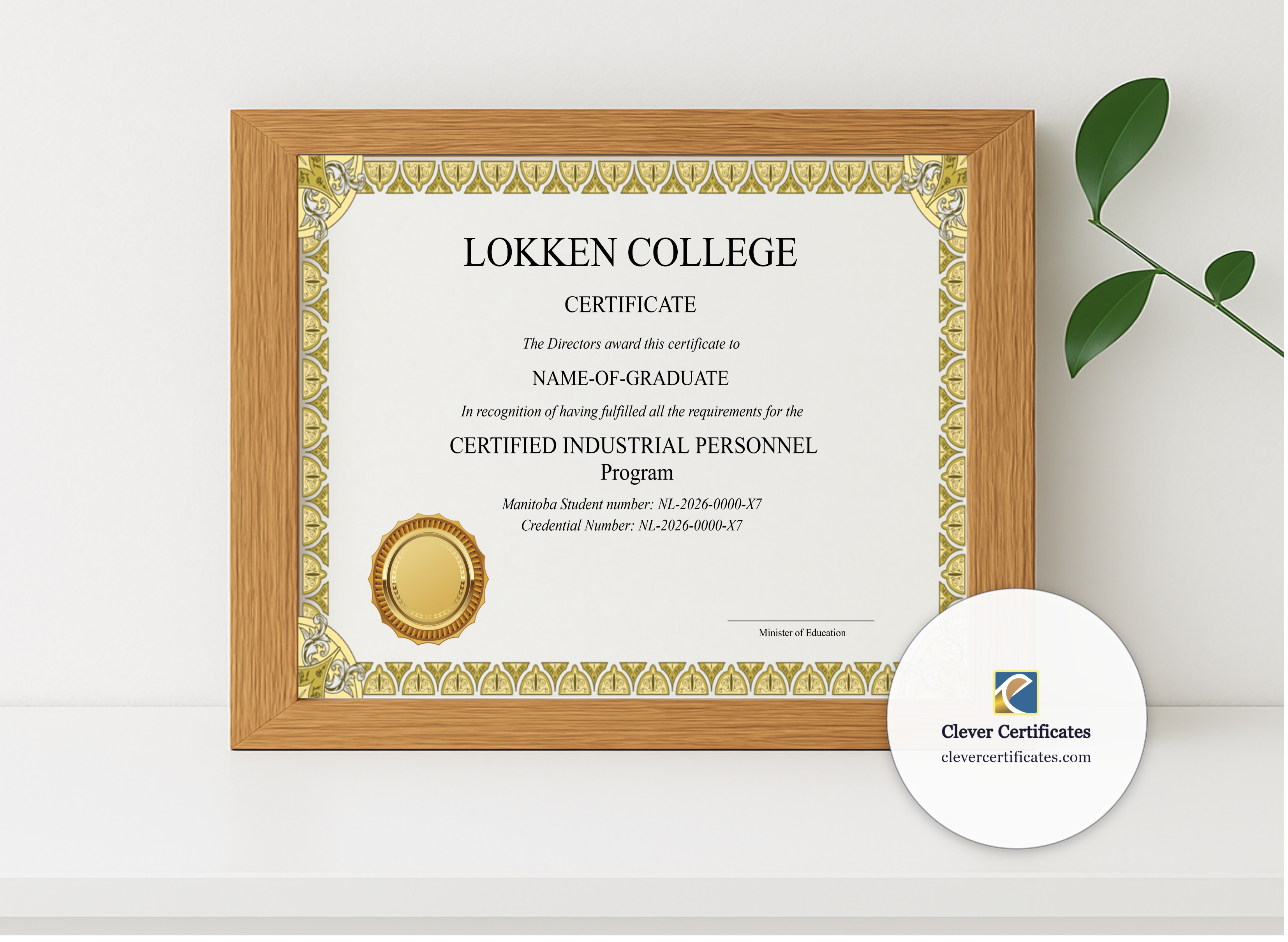 Realistic mockup featuring Editable Manitoba High School Equivalency Diploma Landscape displayed within a modern frame, set against a minimalistic background.