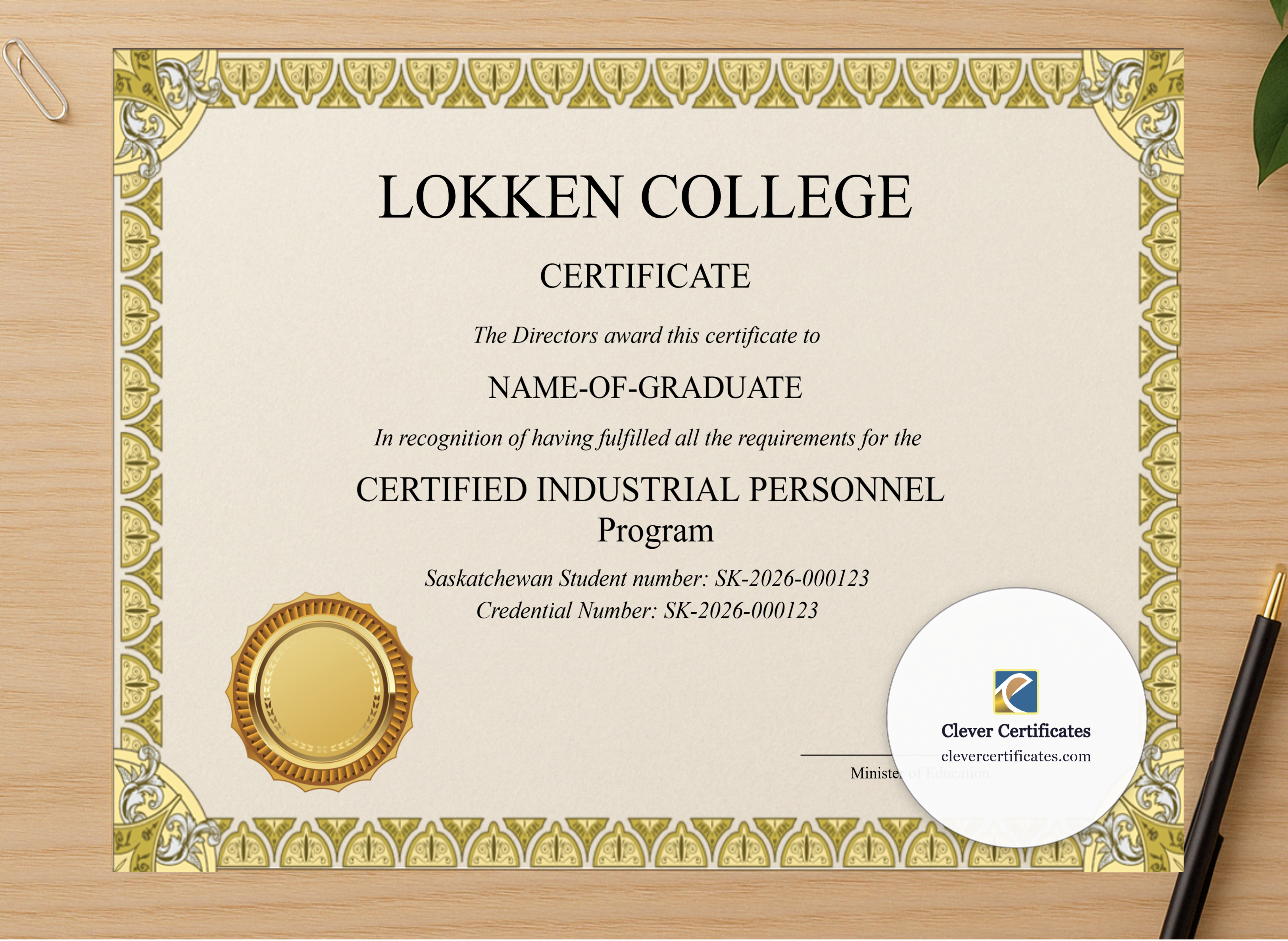Professional preview of Editable Saskatchewan High School Equivalency Diploma Landscape certificate on high-quality stationery paper, ideal for showcasing the final look.