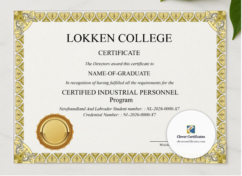 Editable Newfoundland And Labrador High School Equivalency Diploma Landscape presented in a sleek wooden frame, elegantly arranged on a stylish table.