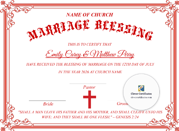 Unity Ceremony Certificate – Landscape