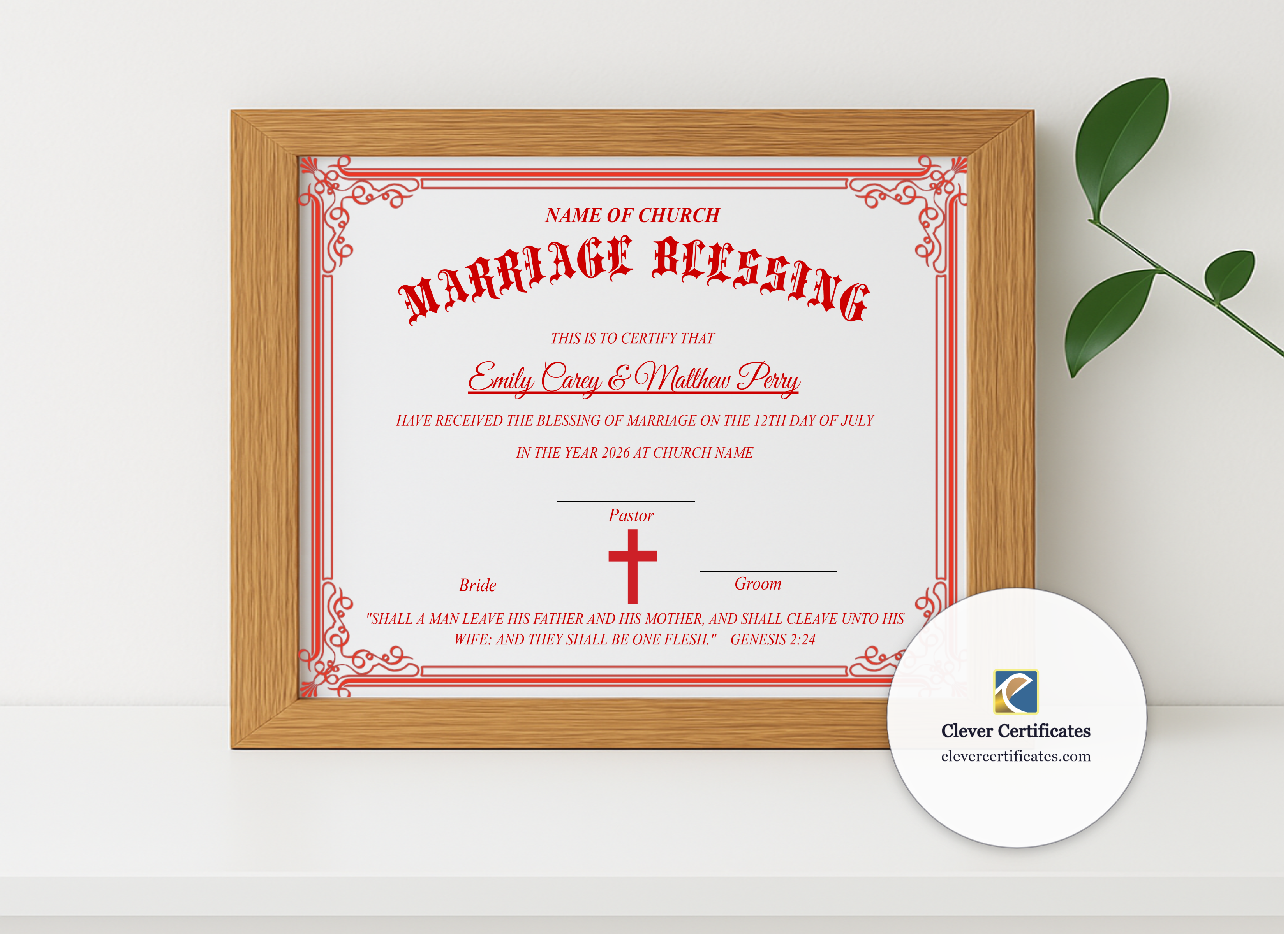 Realistic mockup featuring Unity Ceremony Certificate displayed within a modern frame, set against a minimalistic background.