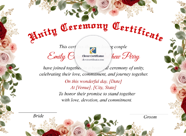 Marriage Blessing Certificate – Landscape