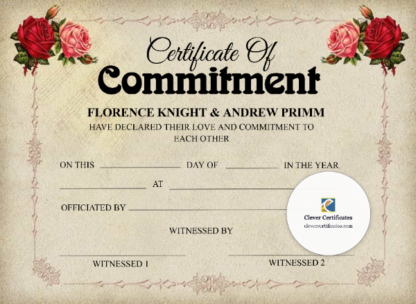 Commitment Ceremony Certificate – Landscape