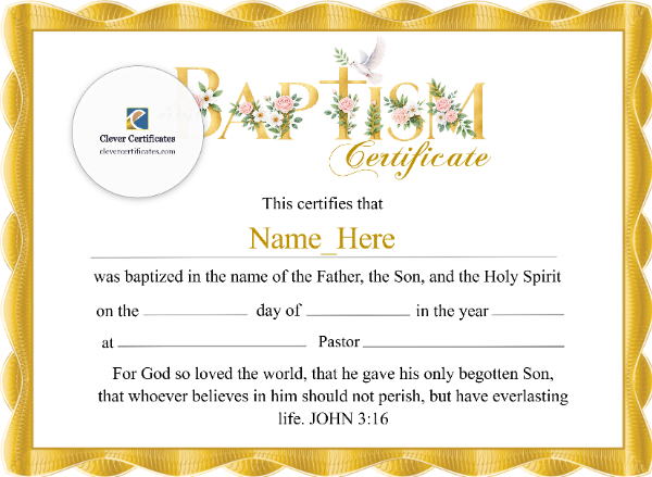 Baby Baptism Certificate – Landscape