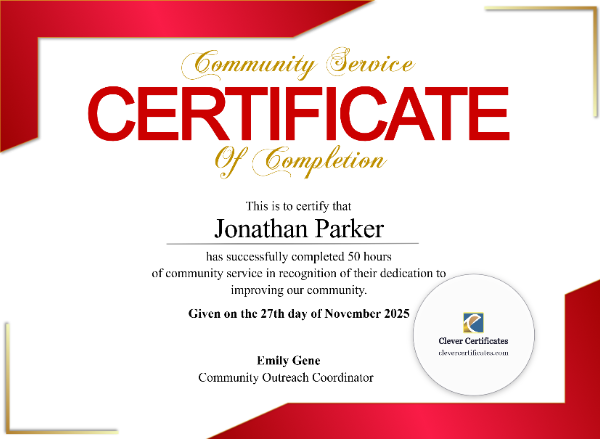 Hours of Service Certificate – Landscape