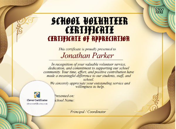 Nonprofit Volunteer Certificate – Landscape
