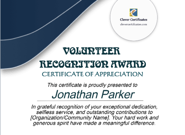 Volunteer Recognition Award – Portrait