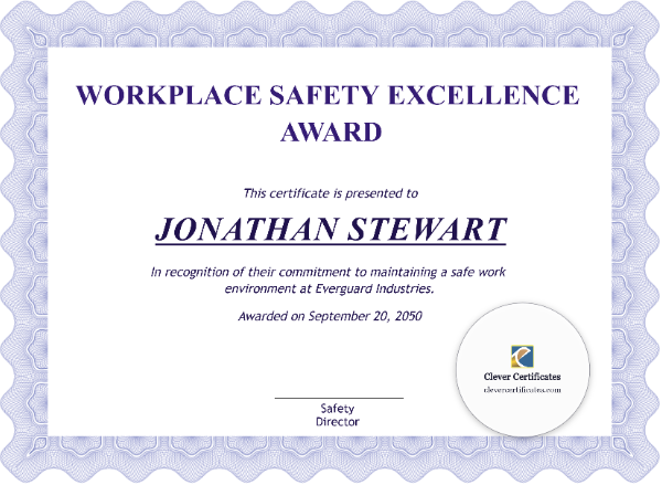 Safety Award Certificate – Landscape