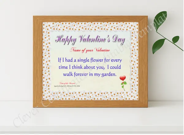 Realistic mockup featuring My Valentine Forever Certificate displayed within a modern frame, set against a minimalistic background.