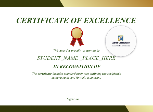 Certificate of Excellence – Landscape