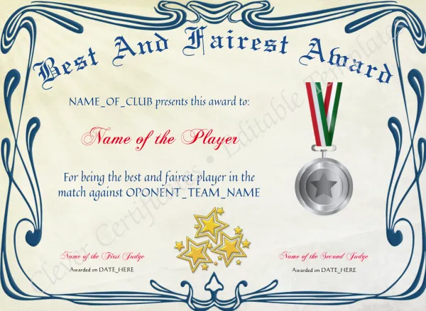 Best And Fairest Award