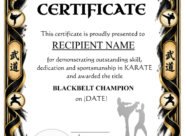 Blackbelt Award Certificate Portrait — Certificate Template Preview
