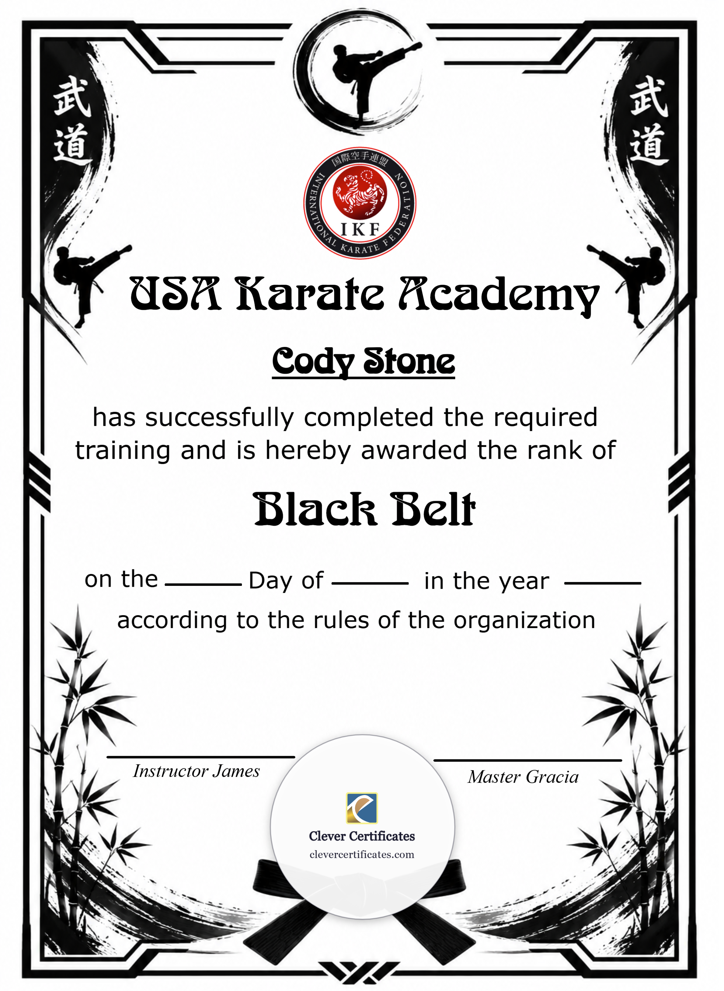Editable Certificate Of Martial Arts Portrait — Certificate Template Preview