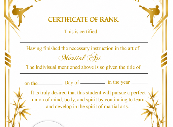 Printable Simple Martial Arts Certificate Portrait — Certificate Template Preview