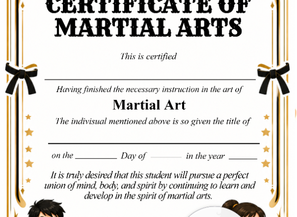 Editable Kids Martial Arts Certificate Portrait — Certificate Template Preview