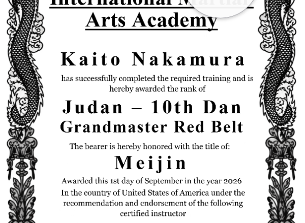 10th Dan Judan Certificate Portrait — Certificate Template Preview