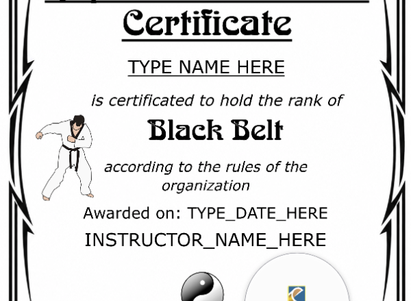 Editable Hapkido Black Belt Certificate Portrait — Certificate Template Preview