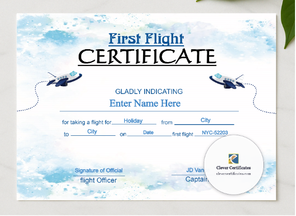 Air India Baby First Flight Certificate  presented in a sleek wooden frame, elegantly arranged on a stylish table.