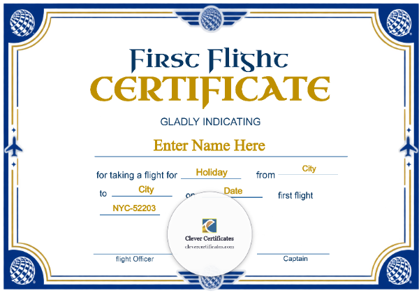 United Airlines Baby First Flight Certificate — Landscape