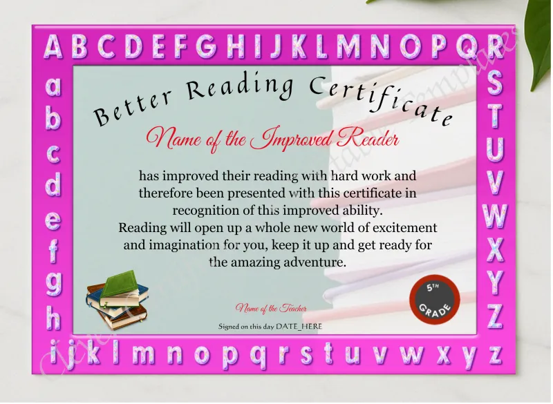 Better Reading Certificate presented in a sleek wooden frame, elegantly arranged on a stylish table.