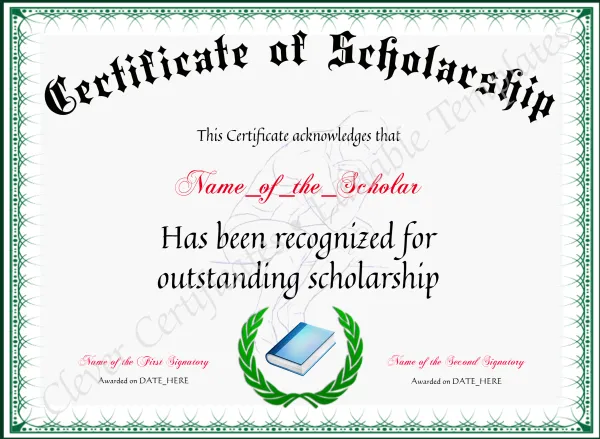 Certificate Of Scholarship