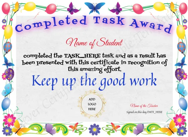 Completed Task Award