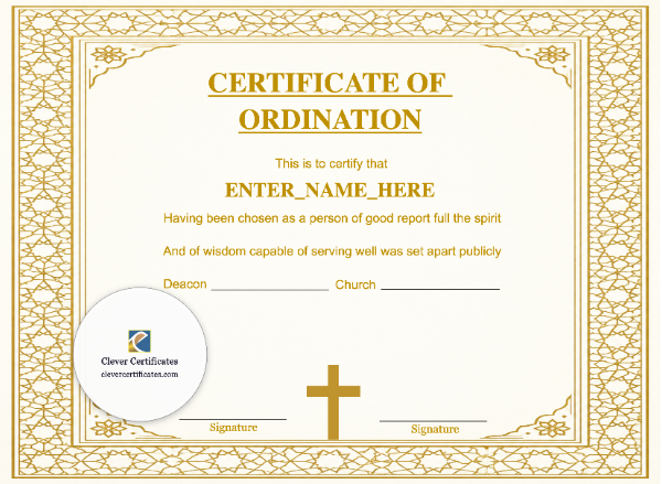 Church Elder Ordination Certificate · Landscape