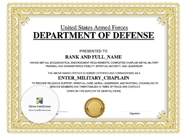 Military Chaplain Certificate · Landscape