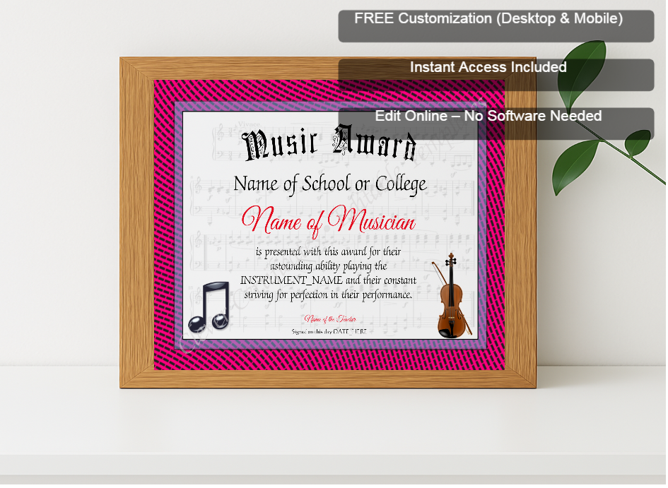 Premium mockup with Free Editor badge stack for Music Award