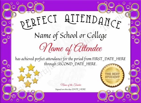 Perfect Attendance Certificate
